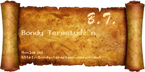 Bondy Terestyén névjegykártya
